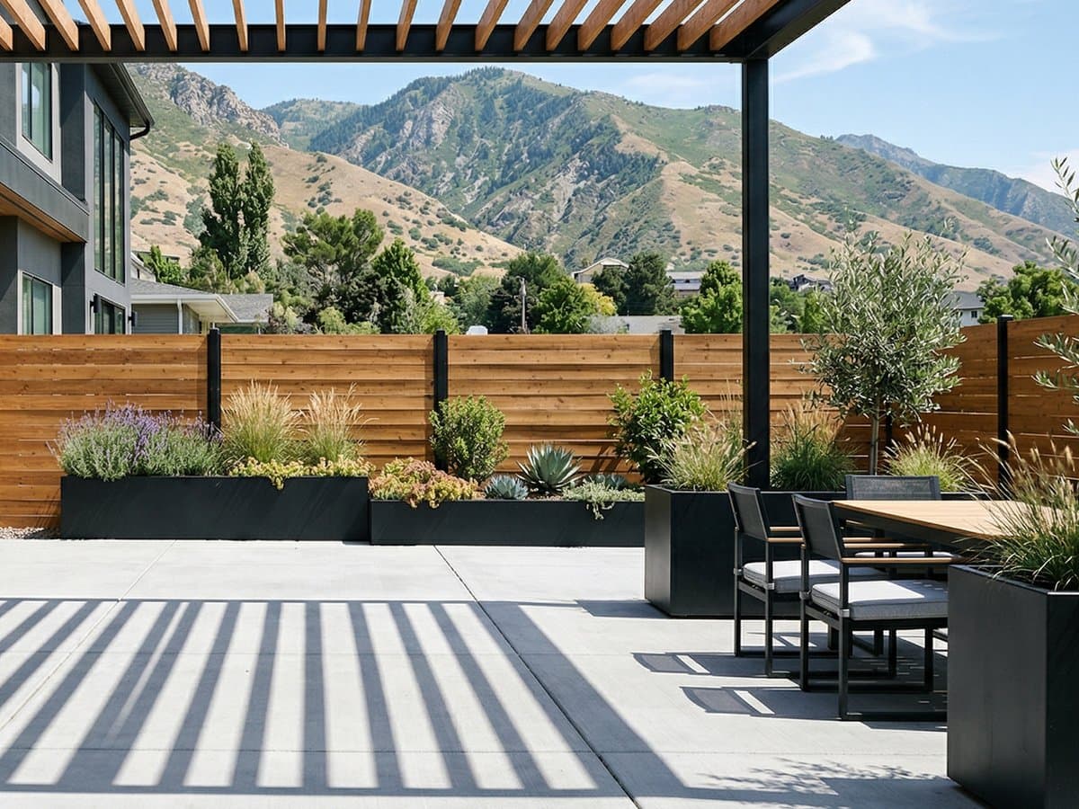 Stamped concrete patio finish