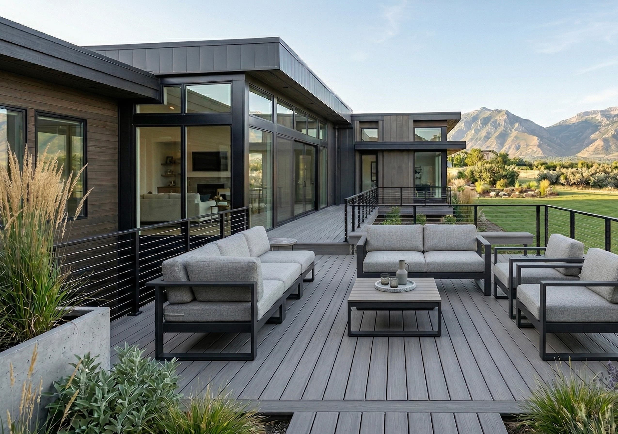 Composite deck with pergola